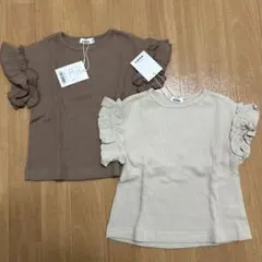 ペアマノン　トップス　半袖　ワッフル　Tシャツ　110