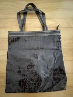 B_FIELDダークブラウン クロコダイル風トートバッグ