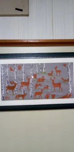 クロスステッチ完成品。森の動物たち