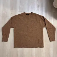 【UNIQLO】クルーネック ニット セーター ブラウン 無地 秋冬