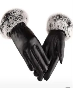 新品未使用　ファー付手袋 ブラック