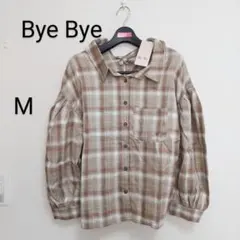 【送料込み】新品 タグ付 Bye Bye ブラウンチェックブラウス Mサイズ
