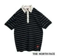 THE NORTHFACEザノースフェイス半袖ポロシャツボーダー刺繍ロゴ人気古着