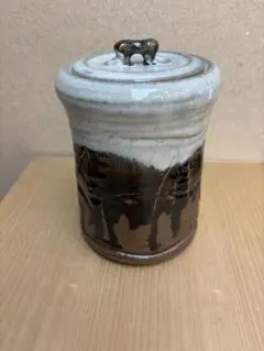 Ｎ２７５　水指　『三田　奥村俊彦造』『朝鮮唐津』『一重口水指』　共箱　茶道具 N275水指『三田奥村俊彦造』『朝鮮唐津』『一重口水指』共箱
