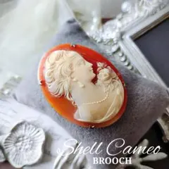 イタリア シェル カメオ ブローチ ペンダント 貴婦人 楕円形 オーバル 入学式