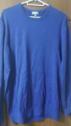 UNIQLO 青 L クルーネックカシミヤ混 セーター