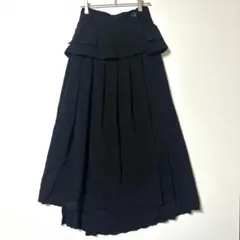 ハンプティダンプティ プリーツロングスカート 黒 38 裏地付 yR