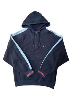 00s NIKE Y2K ハーフジップ パーカー フーディXL 銀タグ