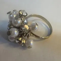 【ヴィンテージ風】パール＆ラインストーン クラスターリング