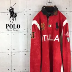 【激レア】90s ラルフローレン 長袖 ポロシャツ ブリーチ加工 ビッグロゴ