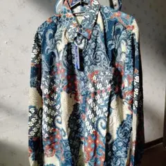 Batik バティック シャツ - グリーン＆グリーン カーキ (M-長袖)