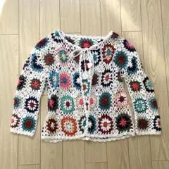 90s vintage カラフル グラニースクエア カーディガン