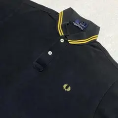 FRED PERRY ポロシャツ M12 黒×黄 月桂樹ロゴ 英国系 L