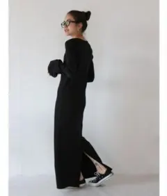 アングリッド　ungrid 　フレアスリーブテレコロングワンピース