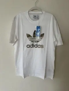 新品タグ付adidas ホワイト カモフラトレフォイル ロゴ Tシャツ