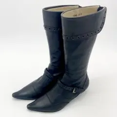 MODE KAORI ミドルブーツ ブラック ポインテッドトゥ スタッズ モード