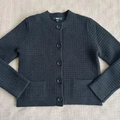 ユニクロ　ニット　ショートジャケット　S 黒　ブラック　美品
