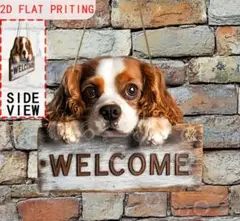 新品 木製 ウェルカムボード キャバリア 犬 壁掛け 看板犬 雑貨
