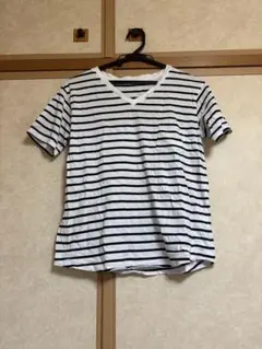WEGO 白黒ボーダー 半袖Tシャツ カジュアル Vネック レディース Mサイズ