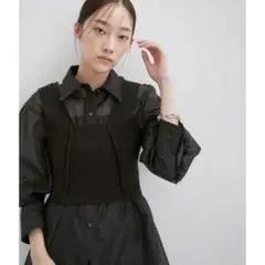【ADAM ET ROPE' 】シアーシャツニットビスチェセット