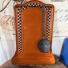 knock アンティーク　ホーロー　レードルラック　チェック柄　レードル付 knock アンティーク ホーロー レードルラック チェック柄