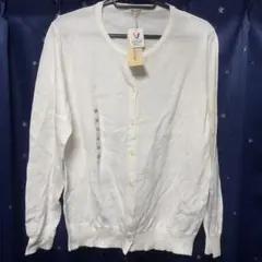 ホワイト カーディガン LLサイズ 100%コットン