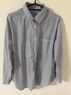 ୨୧ GU ストライプオーバーサイズシャツ Sサイズ ブルー 青