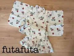 【美品】futafuta いちご柄 甚平 フリル　レース　女の子　80