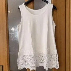 【新品未使用】ホワイト レース付き ノースリーブ トップス