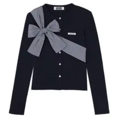 CRANK SEOUL Ribbon Tied Knit Cardigan