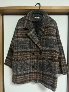 チェック柄ダブルブレストジャケット