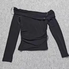 オフショルダー長袖トップス 黒