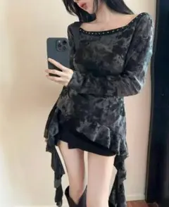SHEIN フード付き リップスTシャツ y2k