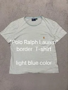 【希少・ボーダー】ポロラルフローレン ボーダー Tシャツ ライトブルー　短丈