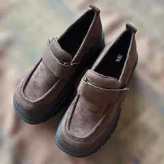 ZARA スウェード ブラウン プラットフォームローファー