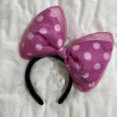 ミニーマウス風ピンク水玉カチューシャ