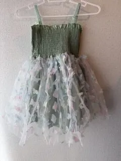 グリーン ノースリーブ ワンピース 110センチ