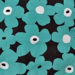 コーデュロイ　ターコイズ花柄生地