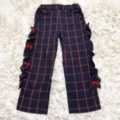 シャーリーテンプル ベロアリボン フリル チェックパンツ ボトムス 110cmのサムネイル