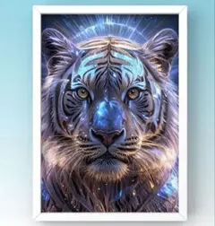 守護と幸福の虎　すぐに飾れる額縁付き　開運グラフィックアート
