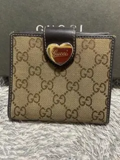 GUCCI グッチ　ラブリーハート GGキャンバス　財布　Wホック　ブラウン