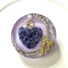 レジンヘアゴム　ヘアアクセサリー 丸　約3.5cm　パープル　No.5