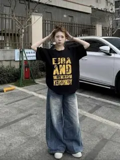 夏レディース新作半袖純綿ホリデー柄　ブラック