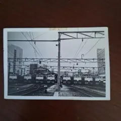 昭和時代 鉄道駅 電気機関車 白黒写真