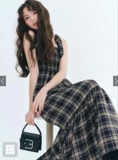 【新品未使用品】GRL♡チェック柄リボンシャーリングワンピース[tg735]