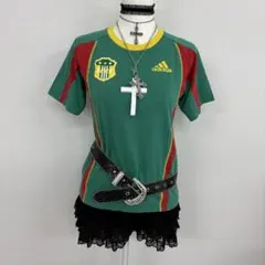 平成ギャル　y2k グランジ　adidas ロゴ　ピチT 半袖　サッカーTのサムネイル