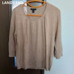 LANDS'END 5(7)分袖ニット XLサイズ メリノウール