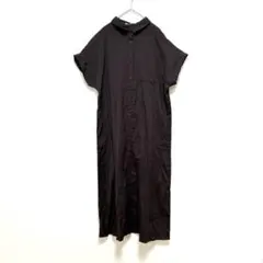 ショコラフィネローブ　リネンブレンド　フレンチスリーブ　半袖シャツワンピース