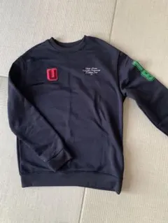 ネイビー 長袖 トレーナー 刺繍 ロゴパッチ