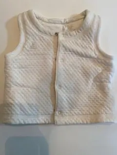 ホワイト コットン ベビーベスト 動物柄　リバーシブル